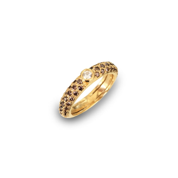 Anello Donna Labrioro Argento 925 Easy Chic Oro Zirconi Brown Misura M 1031/G