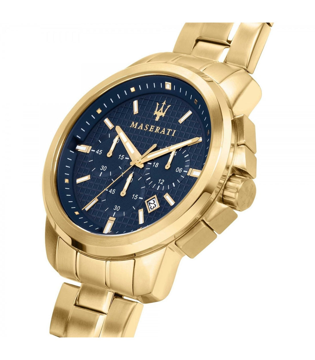 Orologio Uomo Maserati Acciaio Dorato Quarzo Cronografo Data Blu