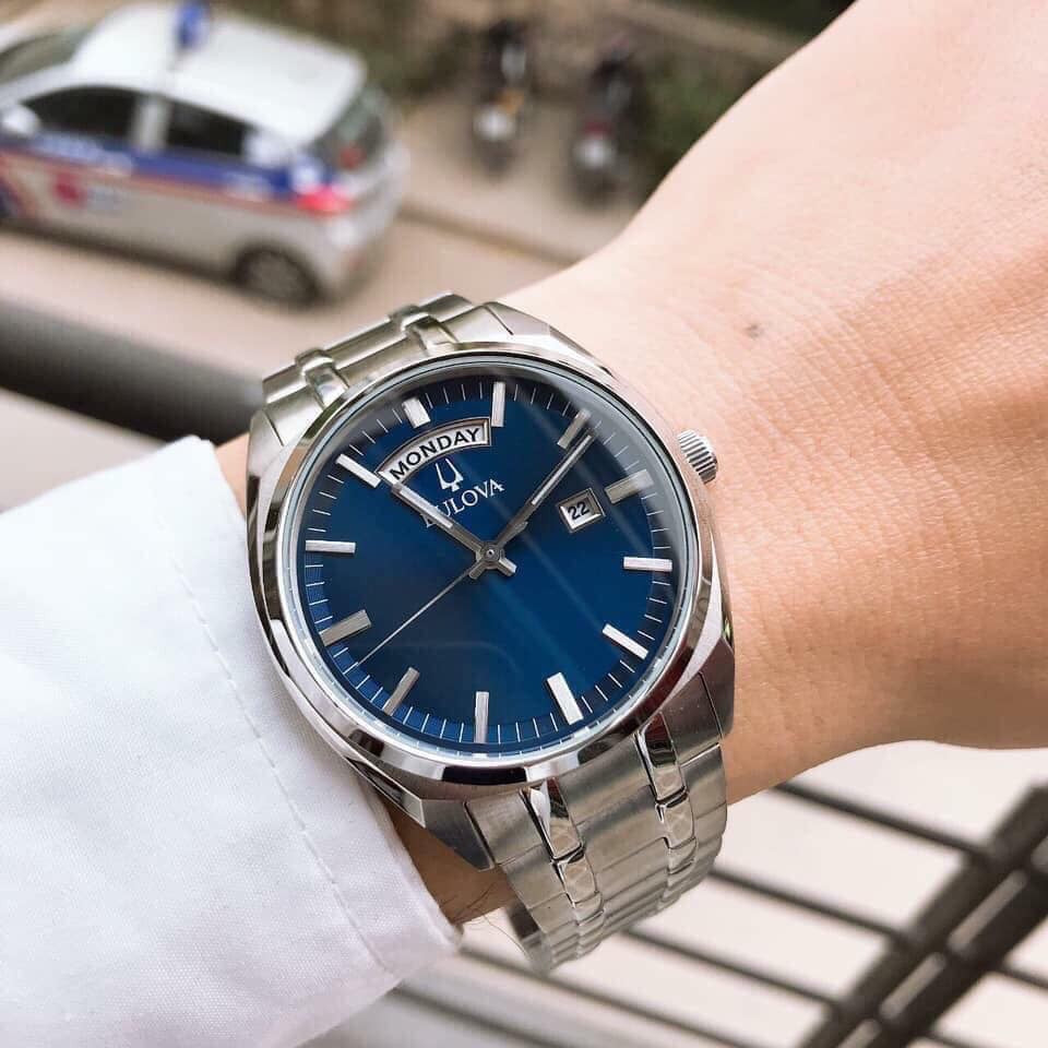 Orologio Uomo Bulova Quarzo Surveyor Day-Date Blu Acciaio 36 mm 96C125