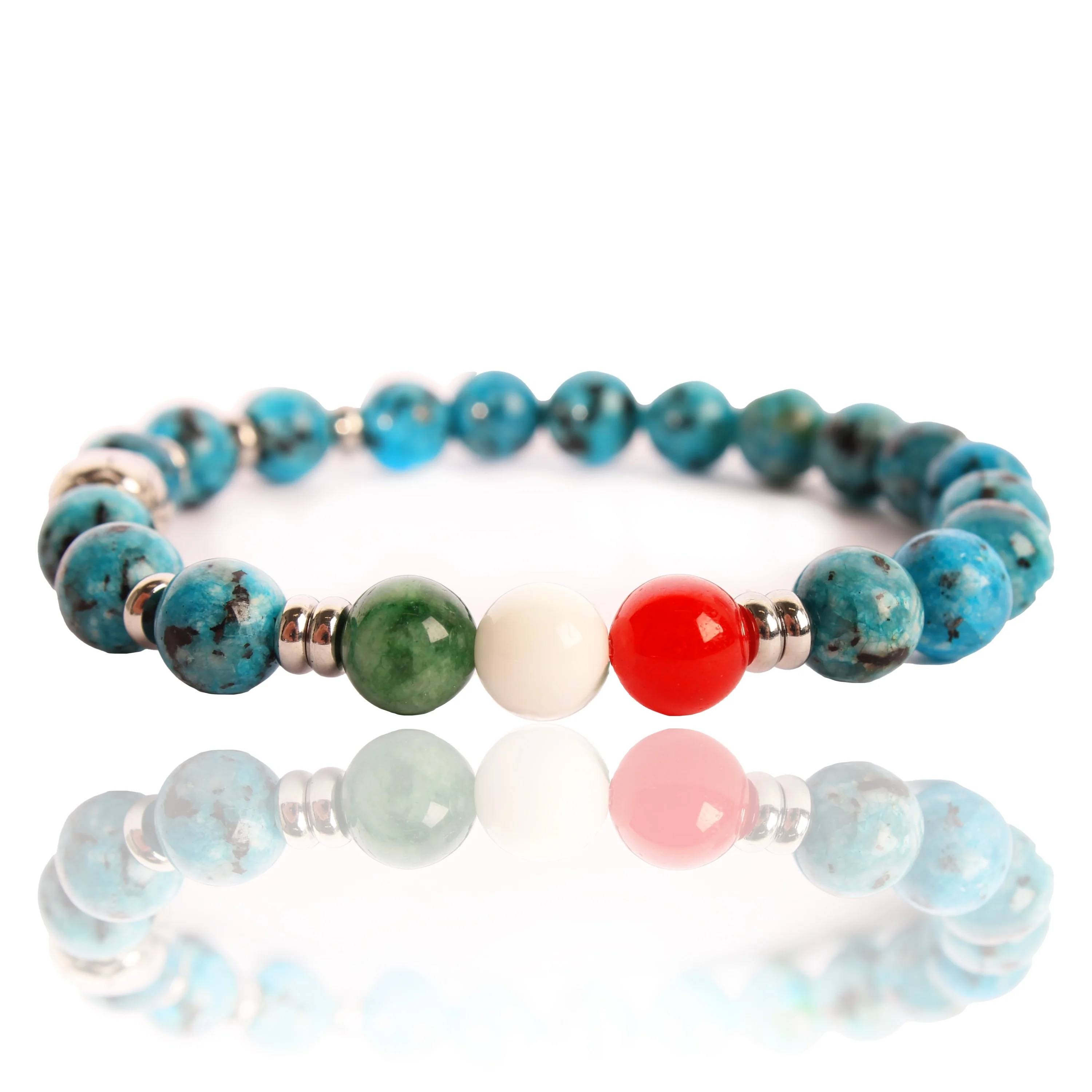 Bracciale Uomo Ivan Basile Acciaio Elastico Azzurro Napoli Tricolore Pallone SQ-L-5