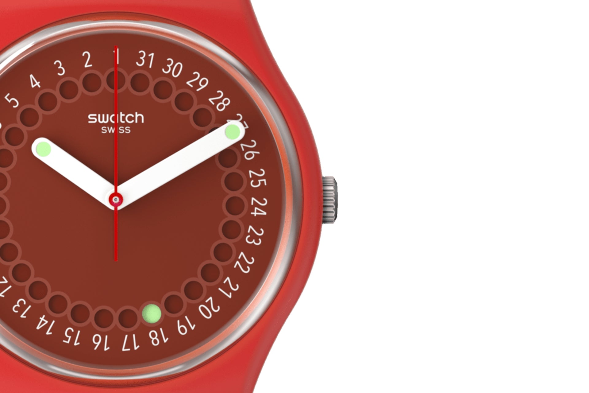 Orologio Uomo Swatch Quarzo Solo Tempo Data Numeri Rosso SO28R400