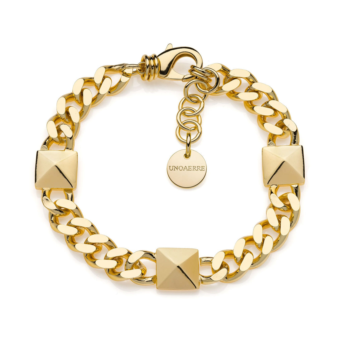 Bracciale Donna Unoaerre Bronzo Dorato Catena Grumetta Piramidi 532002