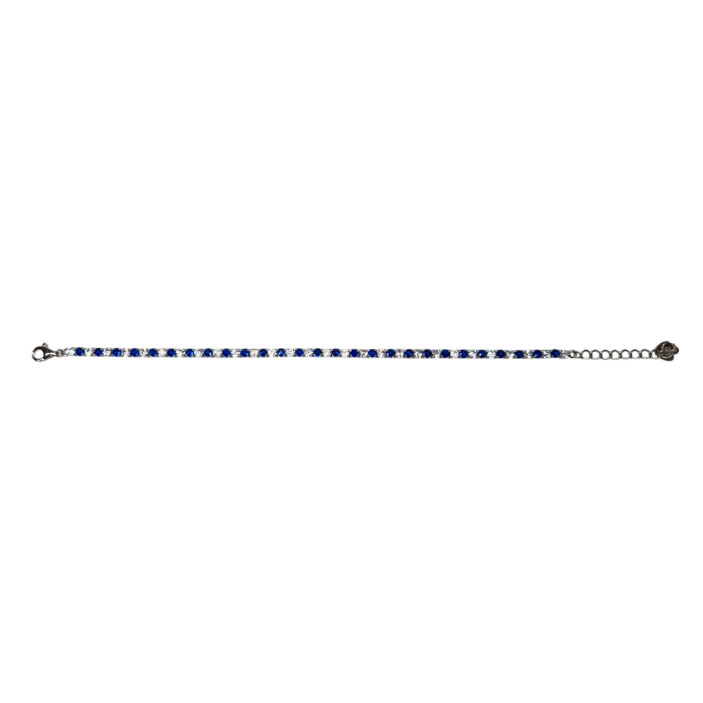 Bracciale Unisex Re Mida Tennis Argento 925 Zirconi Blu Bianchi BR DJV-18B