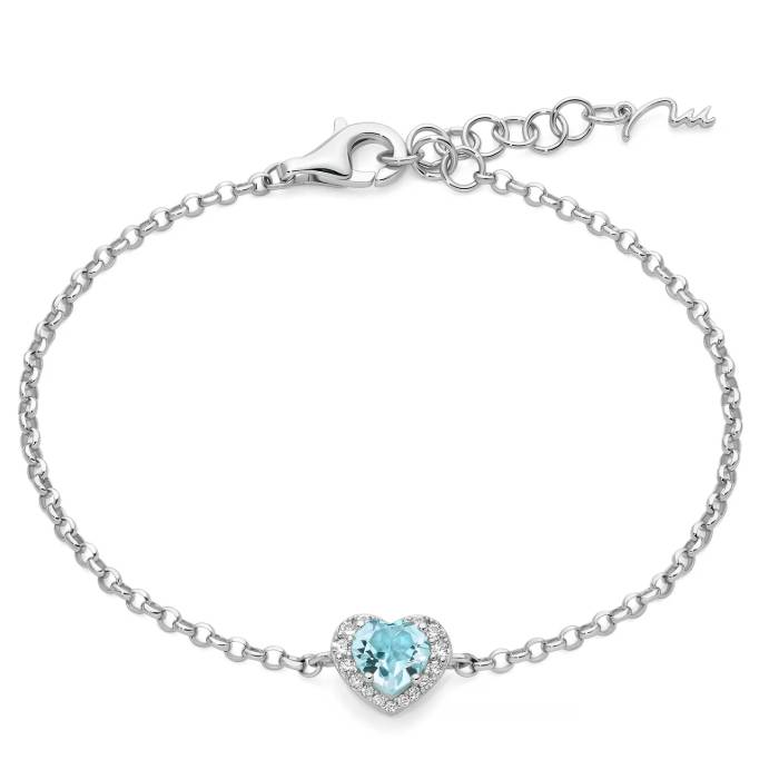 Bracciale Donna Miluna Argento Cuore Gemma Del Cielo Topazi Bianchi BRD1252