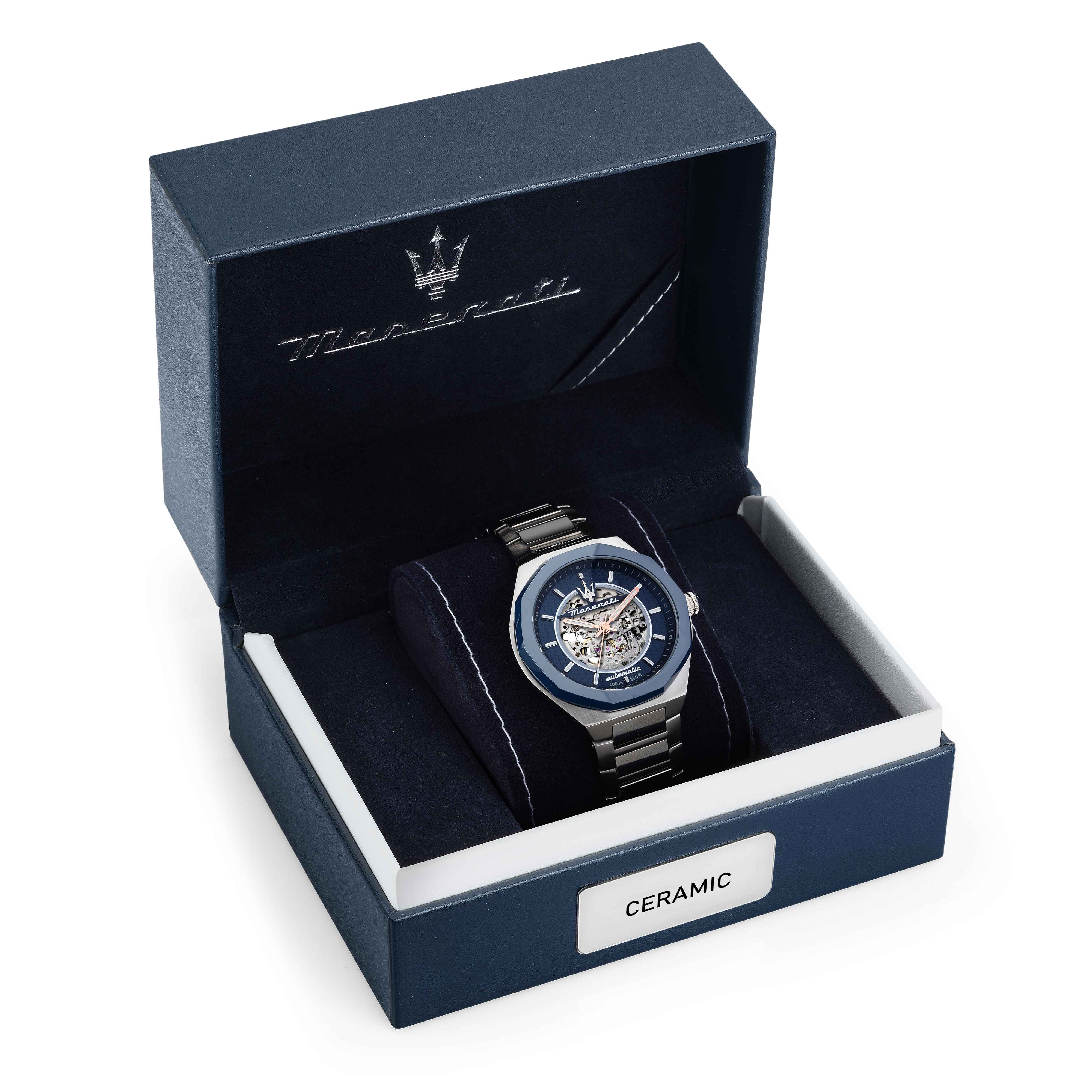 Orologio Uomo Maserati Acciaio Satinato Automatico Scheletrato Blu R8823142004