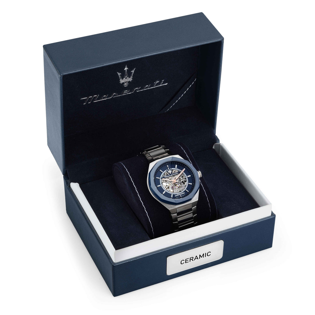 Orologio Uomo Maserati Acciaio Satinato Automatico Scheletrato Blu R8823142004