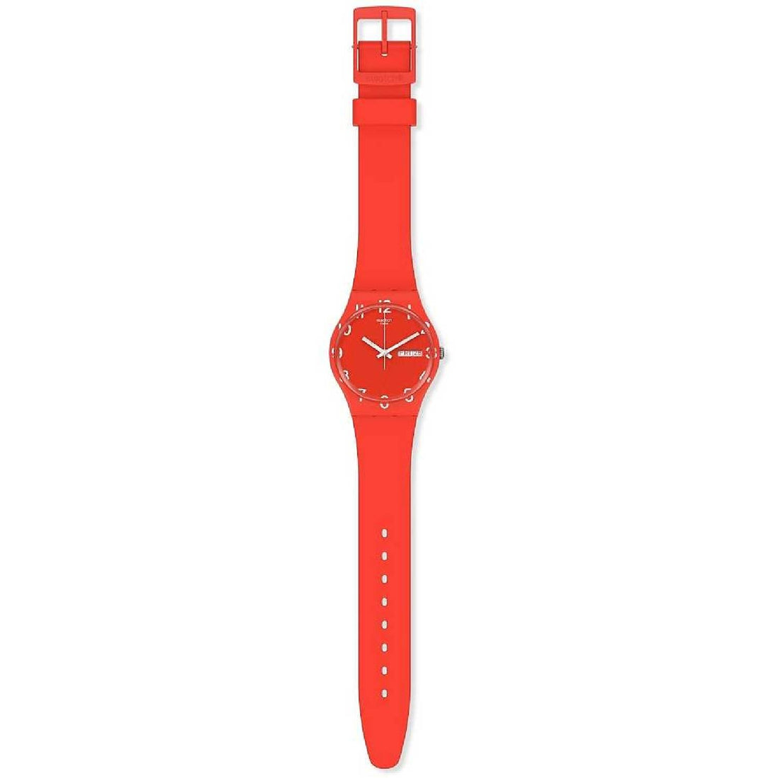 Orologio Donna Gomma Silicone Swatch Quarzo Solo Tempo Rosso Doppia Data GR713