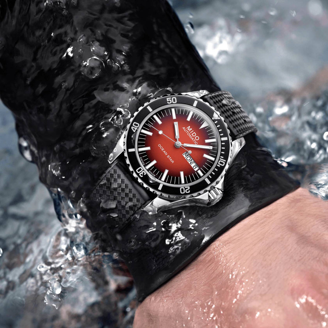 Orologio Uomo Mido Automatico Acciaio Gomma Rosso M0268301742100