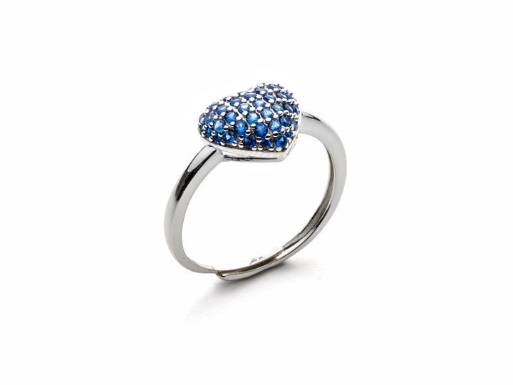 Anello Donna 4US Cesare Paciotti Argento 925 a cuore con Zirconi Blu 4UAN5716W