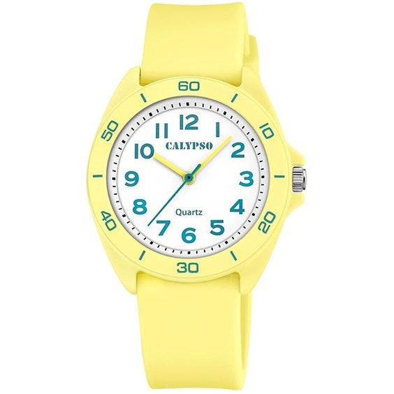 Orologio Bambina Calypso Gomma Quarzo Solo Tempo Giallo Numeri Verde Acqua K5833/1