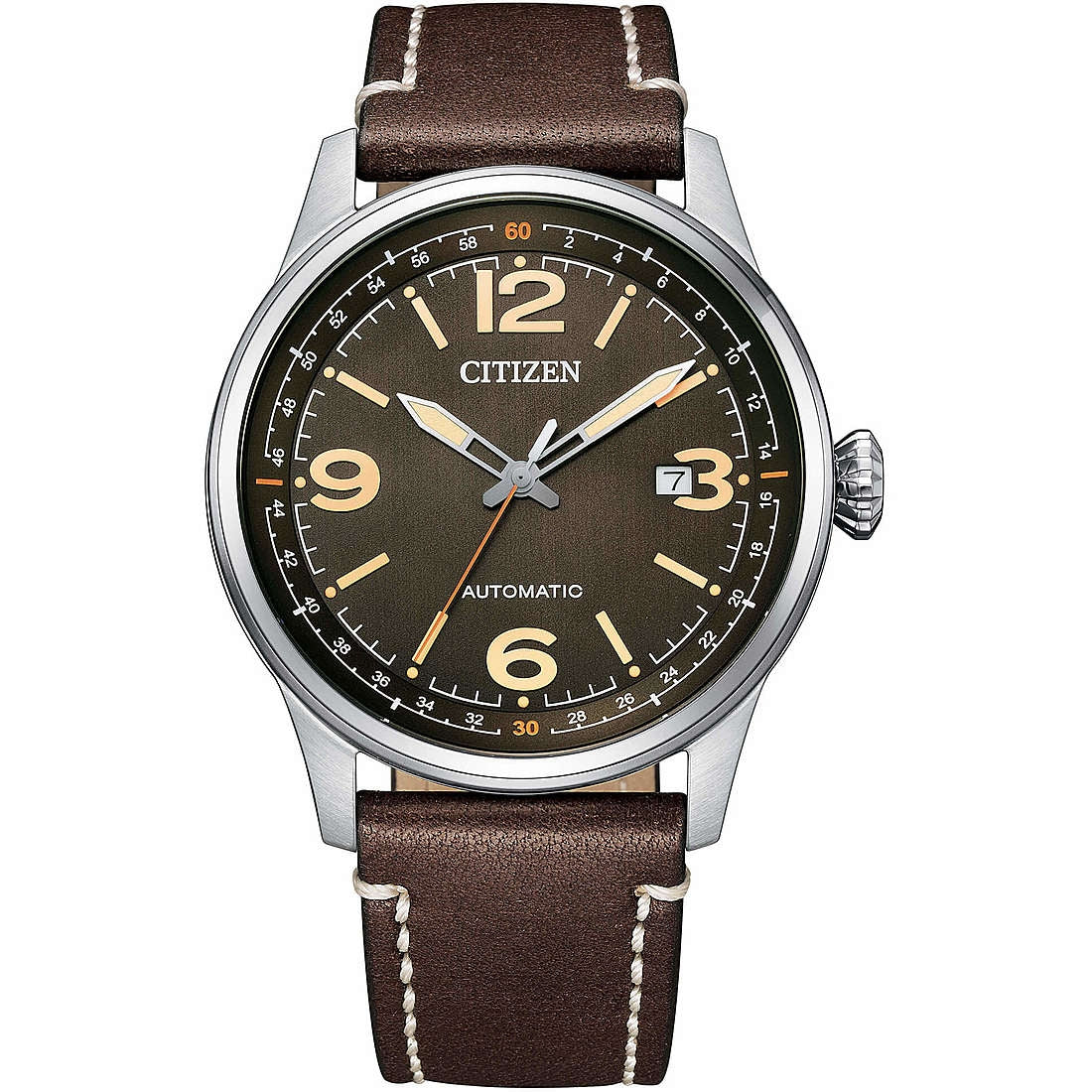 Orologio Uomo Acciaio CITIZEN 41mm Automatico Solo Tempo data NJ0160-10Z