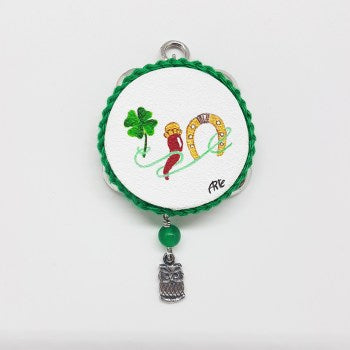 Ciondolo Donna Arte Tammorra Argento 925 TS50-02 Legno Pelle Dipinta A Mano