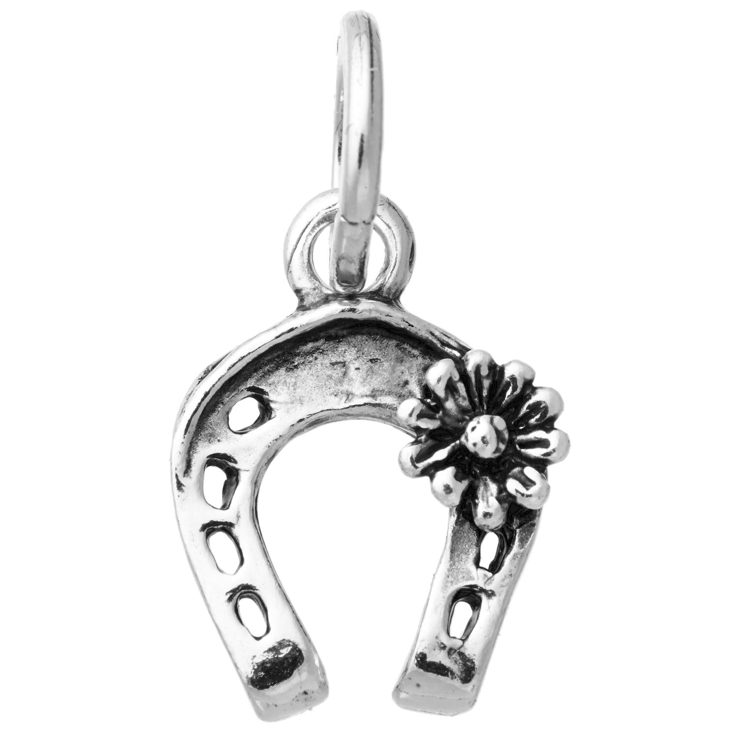 Charm Donna Giovanni Raspini Argento 925 Ferro Di Cavallo Fiore Fatto A Mano 11082