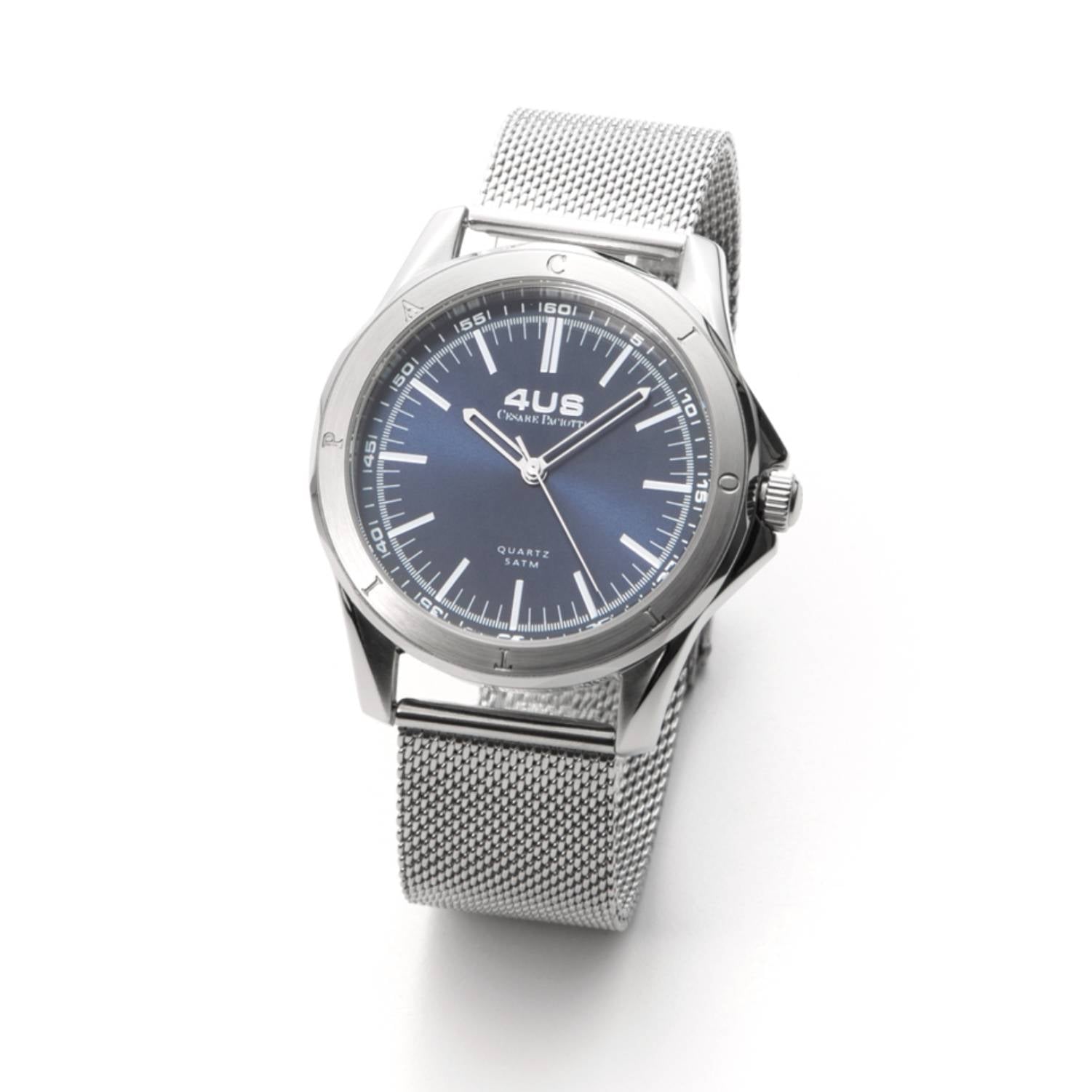 Orologio Uomo 4US Cesare Paciotti Quadrante Blu Cinturino Maglia Milano T4LS275