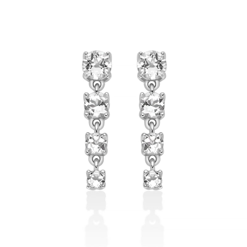 Orecchini Donna Miluna Argento 925 Pendenti Topazi Bianchi ERD3473