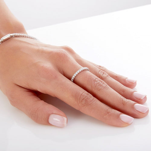 Anello Donna Unoaerre Argento Bianco Veretta Zirconi Bianchi 504481 Misura 17