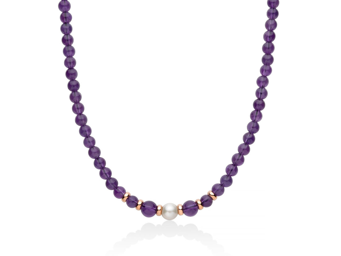 Collana Donna Miluna Girocollo In Ametista a Scalare e Perla PCL6524