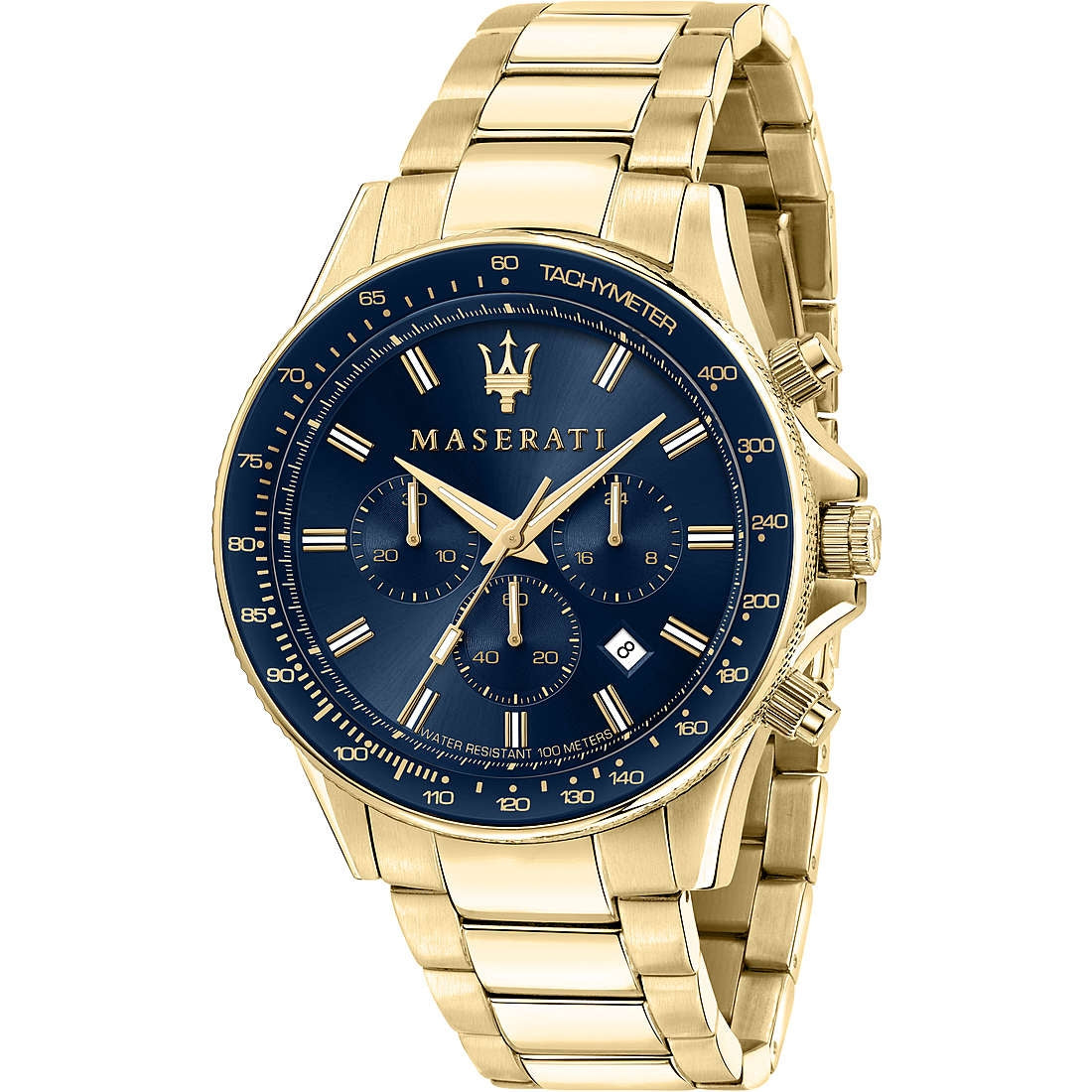 Orologio Uomo Maserati Acciaio Dorato Quarzo Cronografo Blu Data R8873640008
