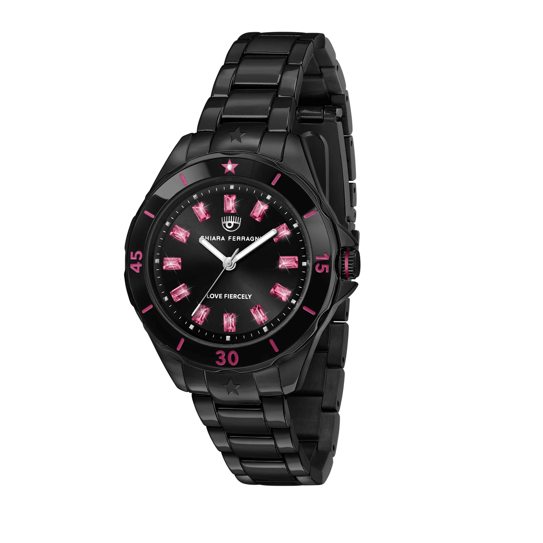 Orologio Donna Chiara Ferragni Quarzo Solo Tempo Acciaio Nero Zirconi Rosa