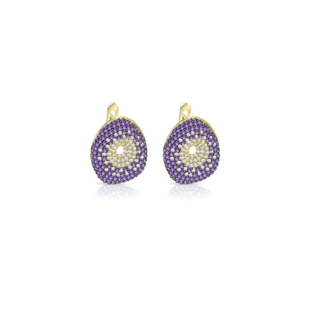 Orecchini Donna Sogni Argento 925 Pavè Zirconi Viola E Bianchi OR013GA