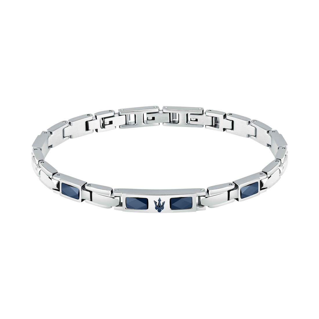 Bracciale Uomo Maserati Acciaio Ceramica Blu Logo Tridente JM224ATZ39