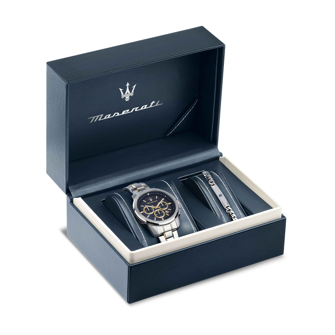 Orologio Uomo Maserati Set Box Bracciale Acciaio Bicolore Quarzo Data R8873621036