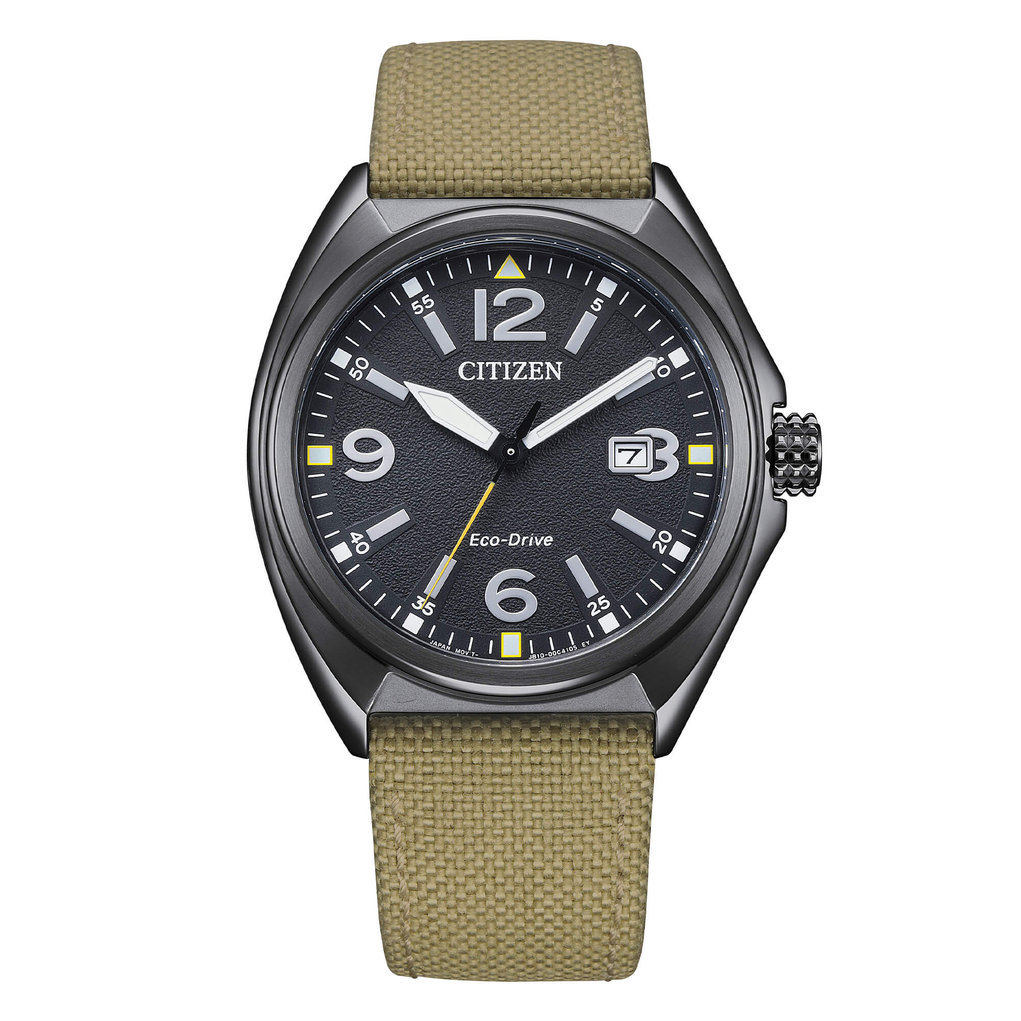 Orologio Uomo Citizen Avorio Militare Eco-Drive Solo Tempo Acciaio Data AW1575-08E