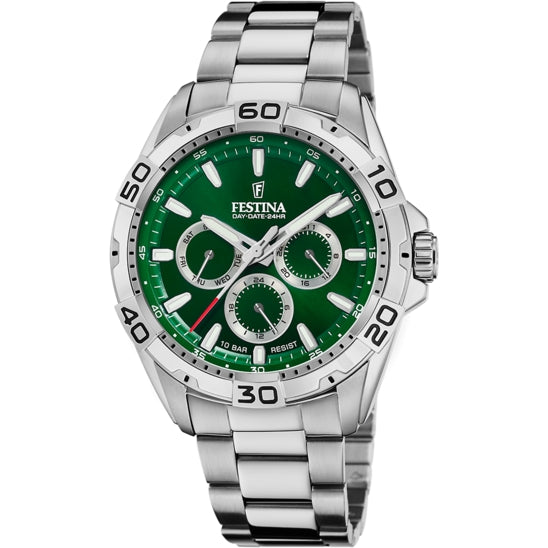 Orologio Uomo Festina Acciaio Quarzo Multifunzione Verde Nero 10 ATM F20623/3