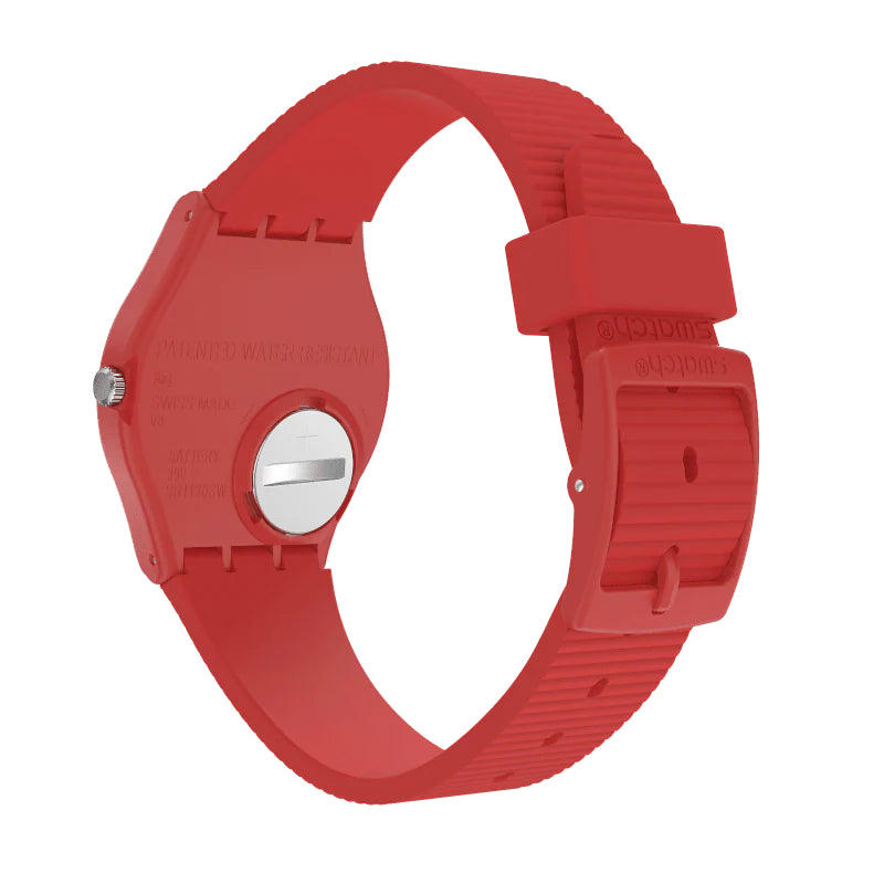 Orologio Uomo Swatch Quarzo Solo Tempo Data Numeri Rosso SO28R400