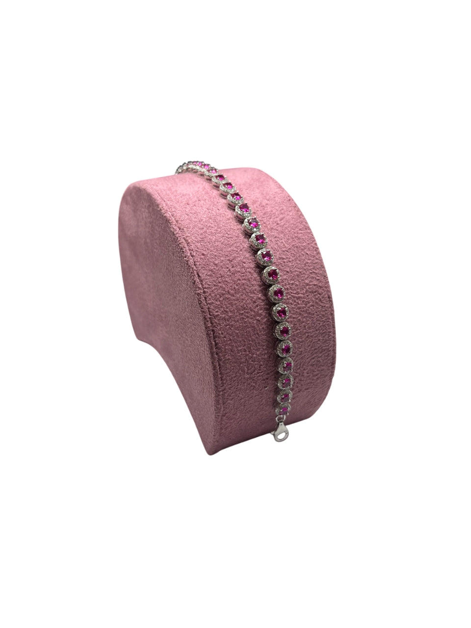 Bracciale Unisex Angelic Re Mida Tennis Argento Zirconi Bianchi Rossi Tennis-19