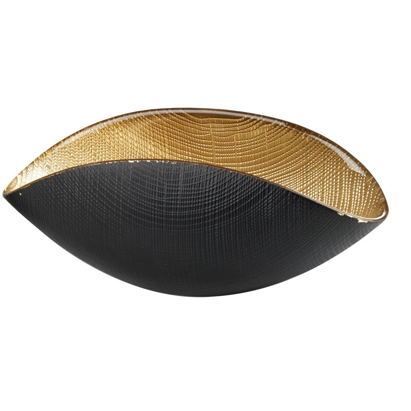 Centrotavola Vaso Cristallo Vetro Onlylux Burano Moderno Oro Nero 38X11 OL02304