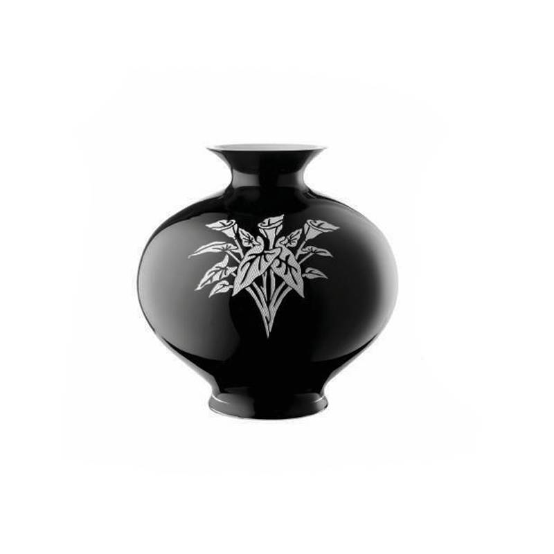 Vaso Onlylux Vetro Garden 30 cm Nero Fiore Bianco OL03114