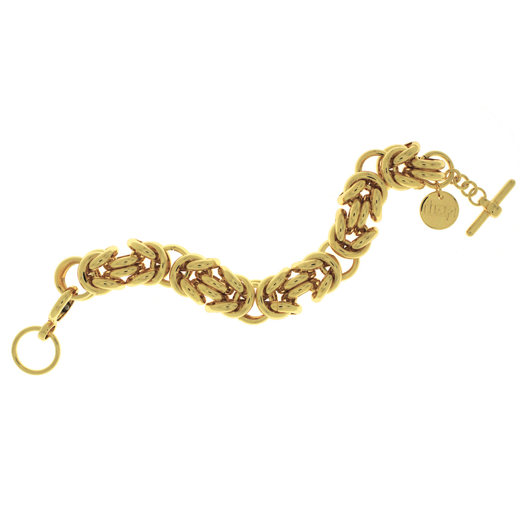 Bracciale Donna Unoaerre Bronzo Lucido Dorato Catena Bizantina 484615