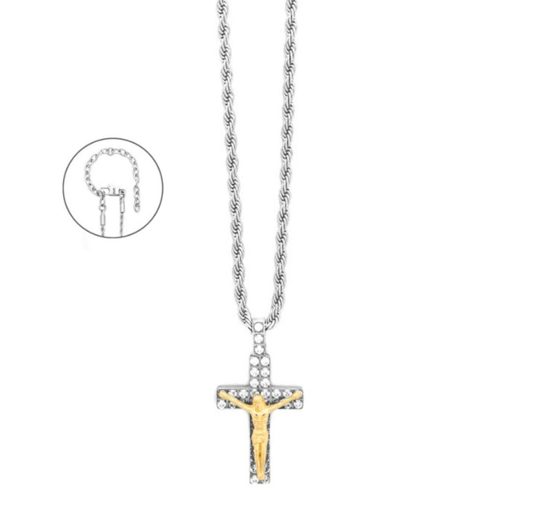 Collana Uomo 4US Cesare Paciotti Acciaio Modello Fune con Croce 4UCL8510