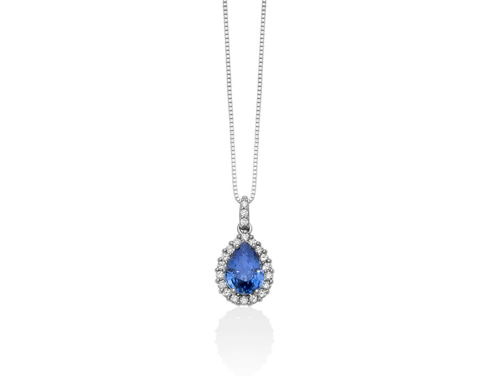 Collana Donna Miluna Oro Bianco 18 KT Diamanti Zaffiro Blu CLD4438