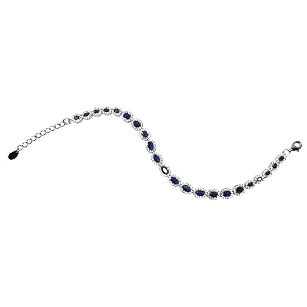 Bracciale Unisex Re Mida Tennis Argento Zirconi Bianchi Blu Ovali Tennis-14
