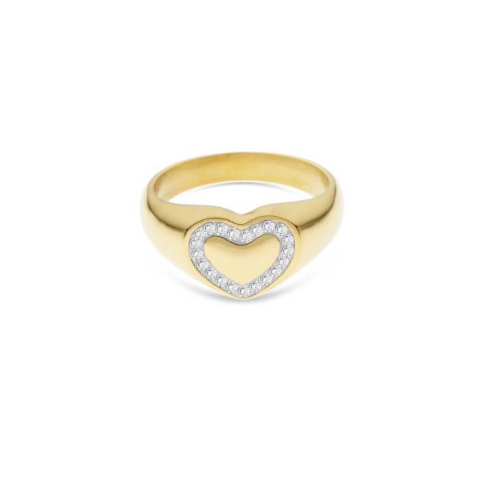 Anello Donna Liu Jo  Chevalier Acciaio Dorato Cuore Zirconi LJ2453M10