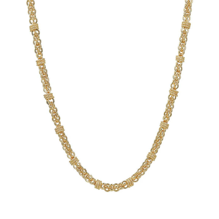 Collana Donna Etrusca Bronzo Dorato Maglia Corda Rondelle WSET00666.YG