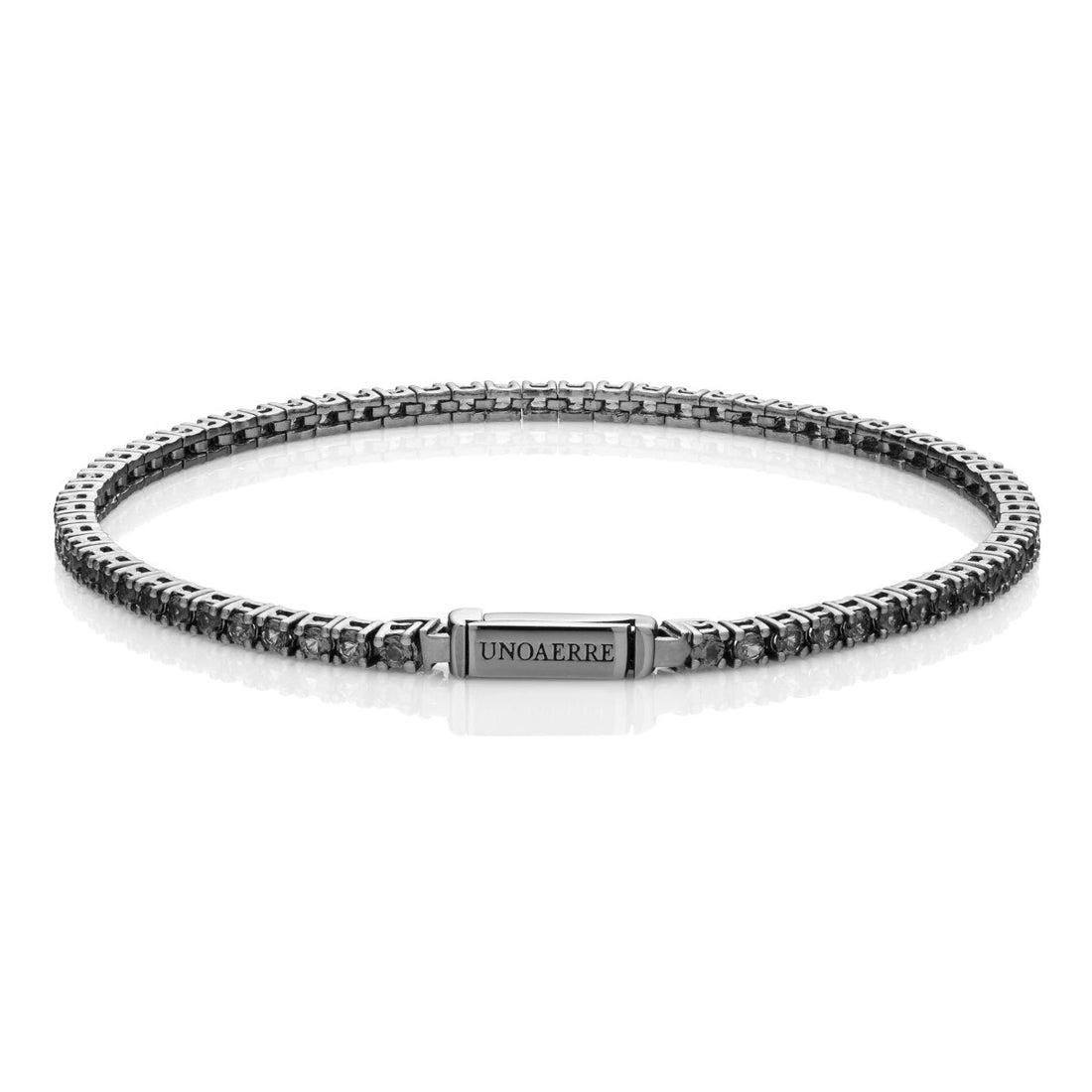Bracciale Tennis Uomo Unoaerre Argento 925 Brunito Zirconi Neri 504369