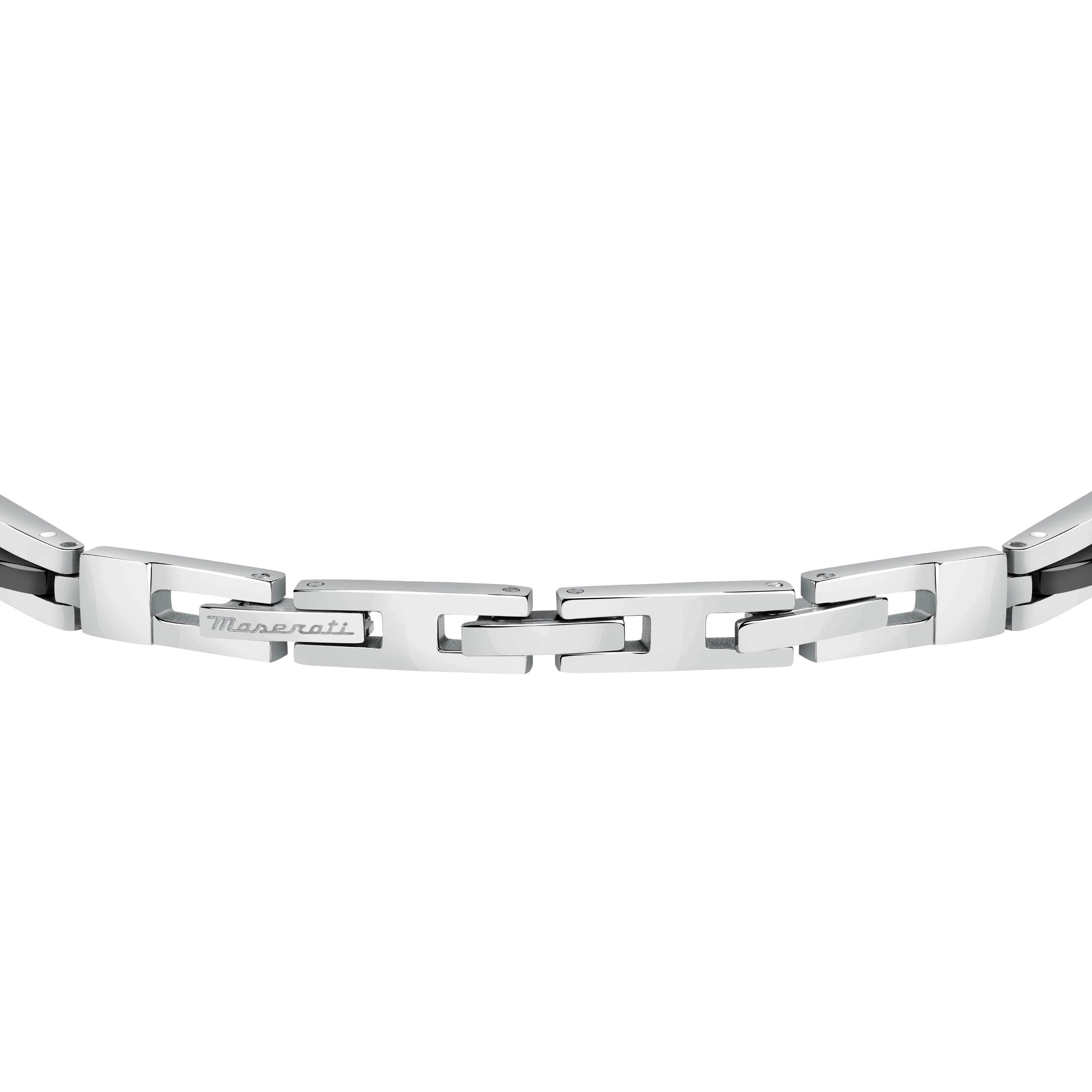 Bracciale Uomo Maserati Acciaio Bicolore Ceramica Nera Logo Centrale Blu JM223ATZ20