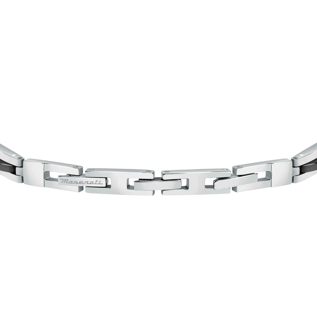 Bracciale Uomo Maserati Acciaio Bicolore Ceramica Nera Logo Centrale Blu JM223ATZ20
