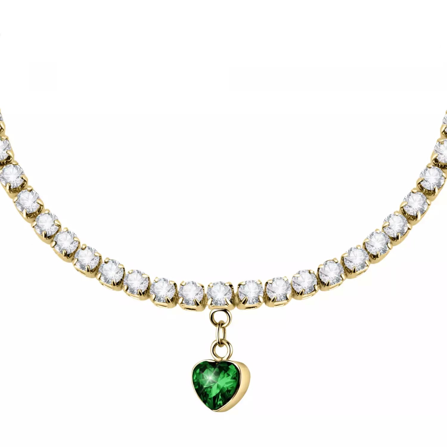 Bracciale Donna La Petite Story Acciaio Dorato Cristalli Bianchi Cuore Verde LPS05ASD28