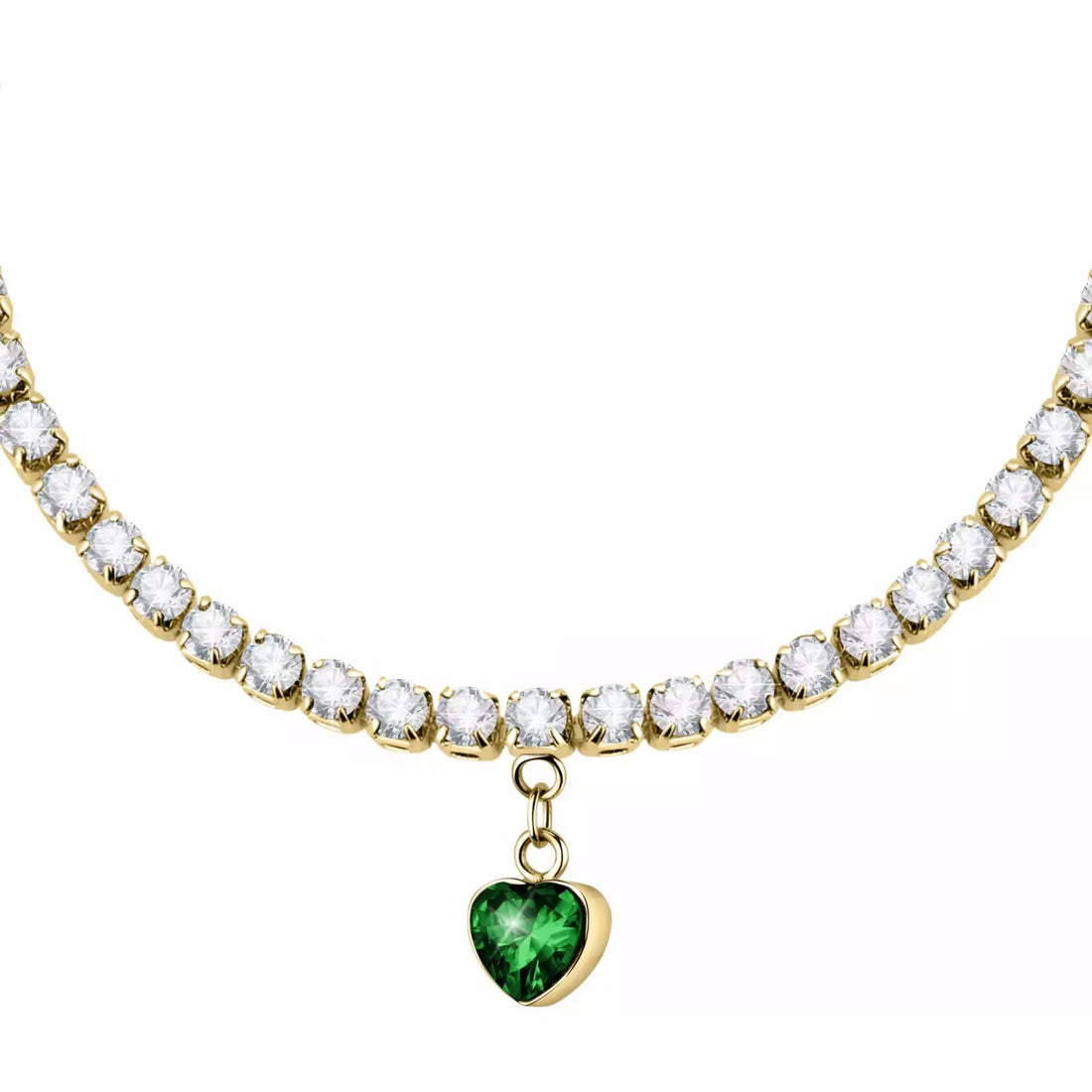 Bracciale Donna La Petite Story Acciaio Dorato Cristalli Bianchi Cuore Verde LPS05ASD28