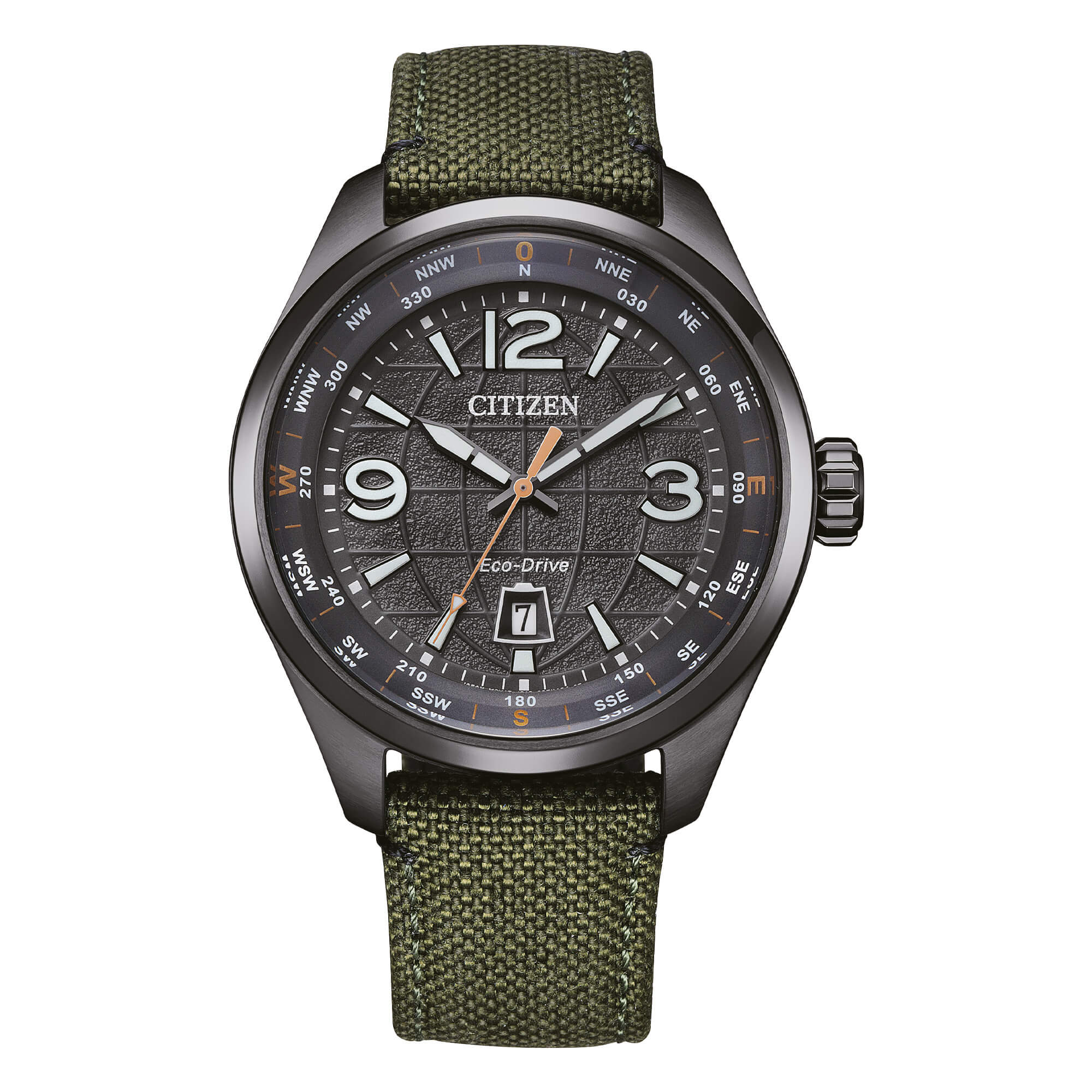 Orologio Uomo Citizen Eco-Drive Military Nero Data Cordura Verde AW1837-11H