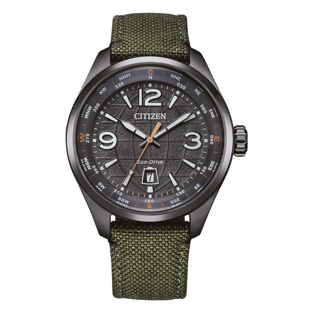 Orologio Uomo Citizen Eco-Drive Military Nero Data Cordura Verde AW1837-11H