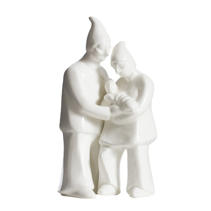 Scultura Pulcinella Novus Famiglia Ceramica Bianca Macrì TE075
