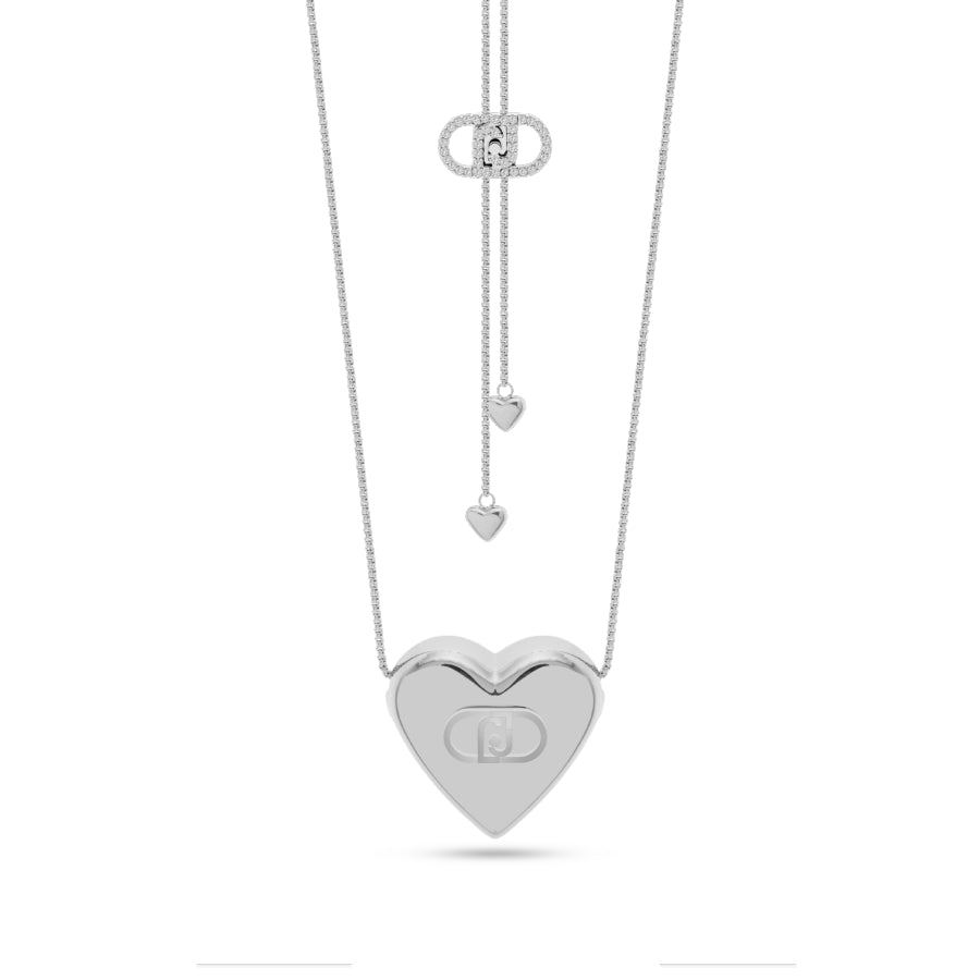 Collana Donna Liu Jo Acciaio Cuore Bombato Lucido Catena Logo LJ2627