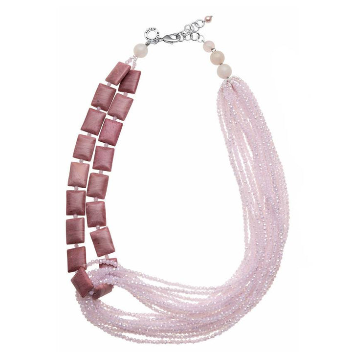 Collana Donna Ottaviani Bronzo Cristalli Amazzonite Rosa 501389C