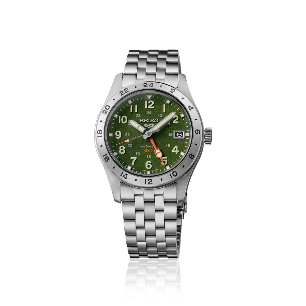 Orologio Uomo Seiko 5 Sport Field Automatico GMT Acciaio Verde Numeri HDB001K1