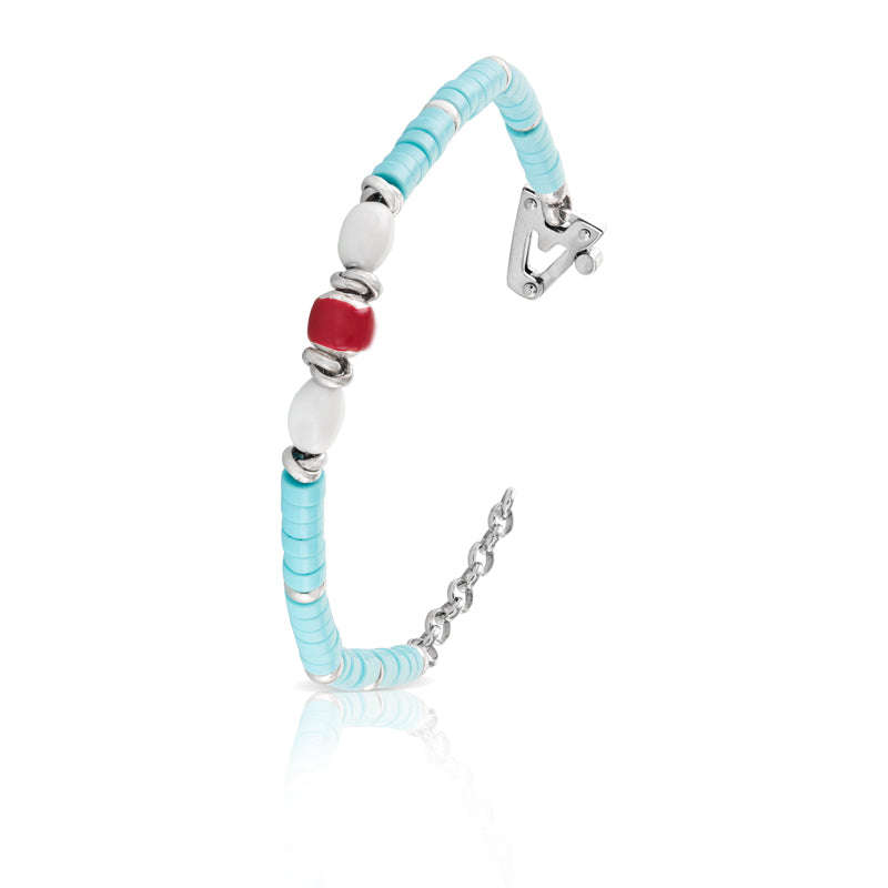 Bracciale in argento 925%, Turchese sulla chiusura diamante nero ct 0,01